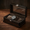 boîte à montres foncé en bois massif pour 3 montres