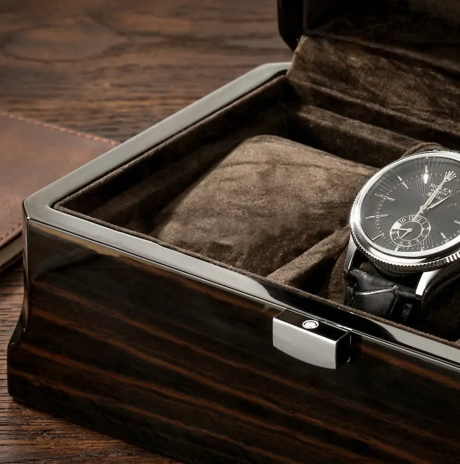 boite a montres bois massif foncé