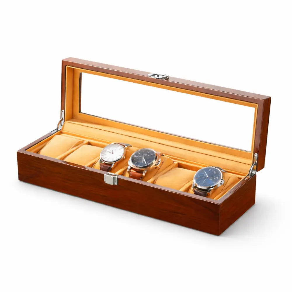 boîte à montres en bois massif 6 places