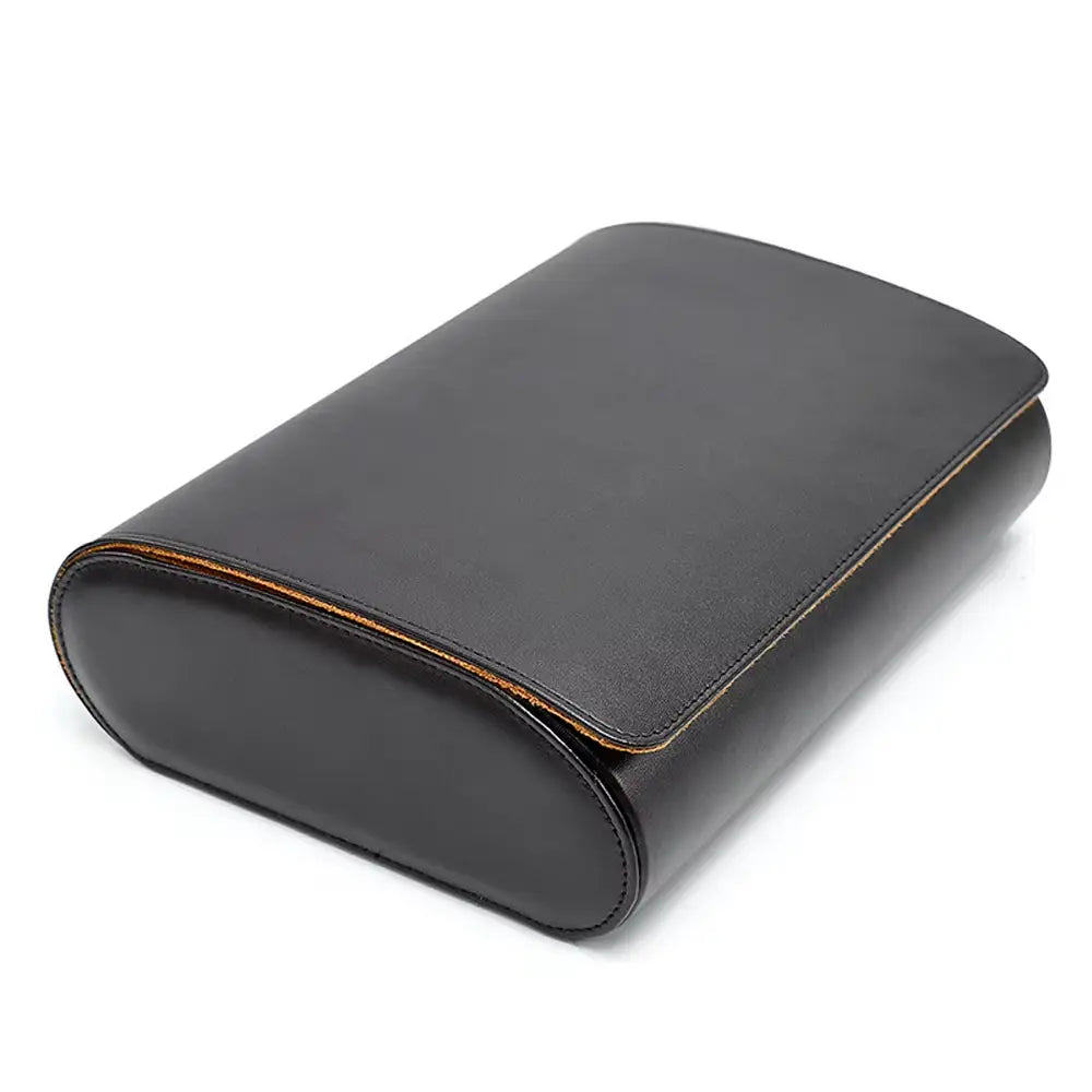 extérieur étui à montres couleur noir intérieur orange cuir vegan