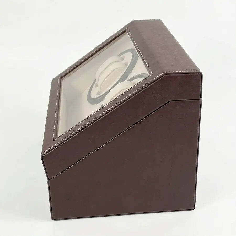coffret fermé remontoir pour montres couleur cuir marron