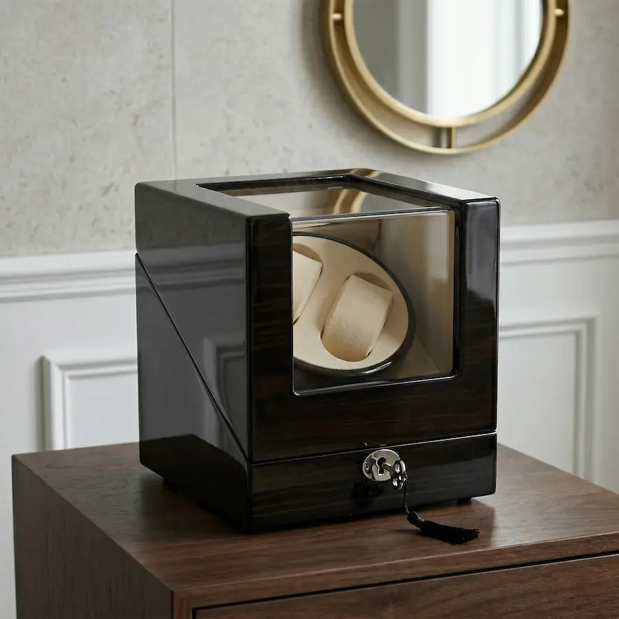 coffret boîte remontoir pour montres couleur bordeaux foncé