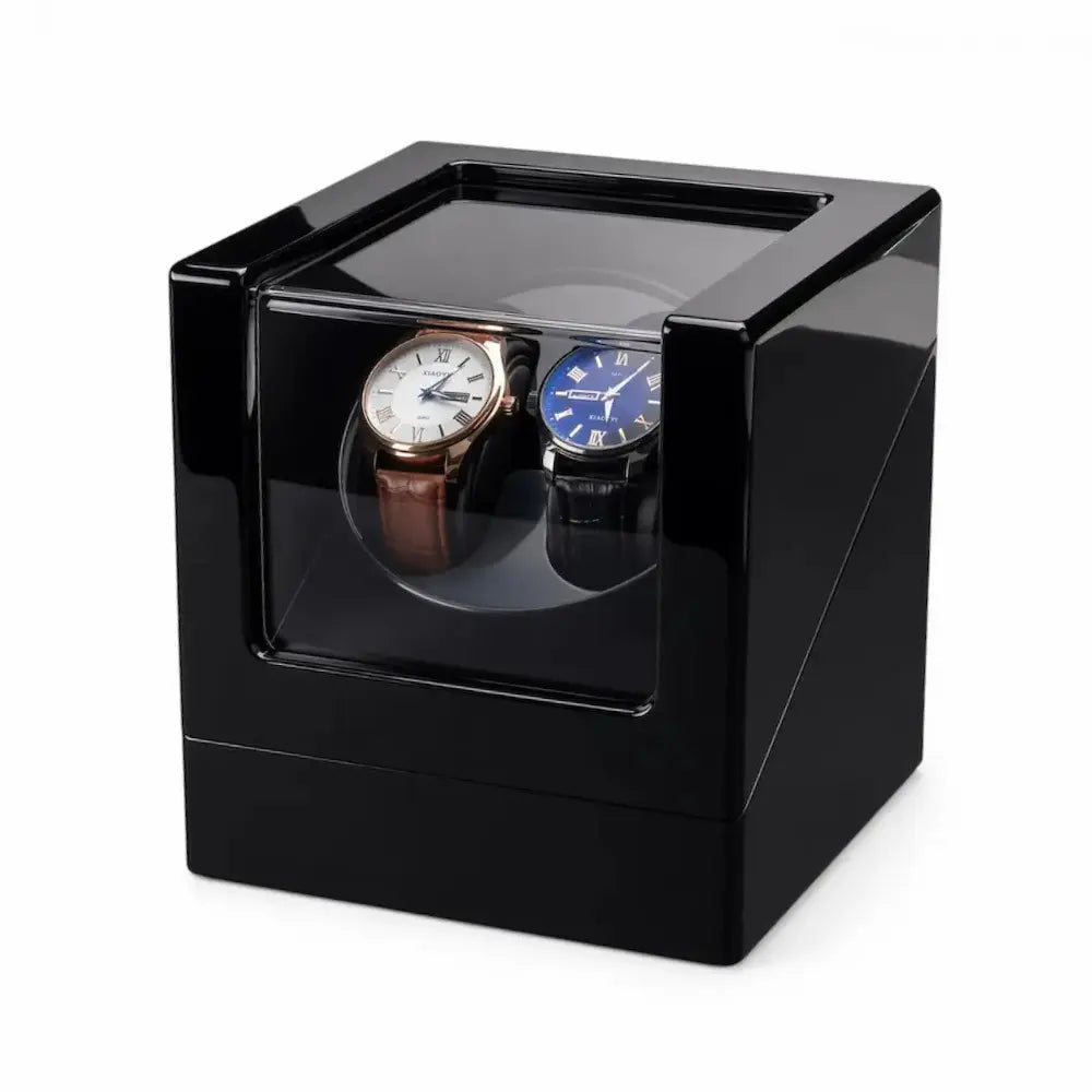 remontoir boite de rangement pour montres double couleur noir brillant